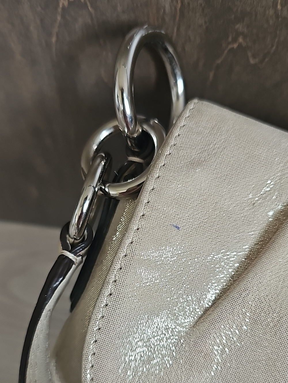 Coach F17217 Soho Flap Metallic Shimmer Champagne Gold Shoulder Bag *Read Cond - Picture 8 of 17
